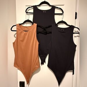 OFFLINE Aerie Bodysuit Trio in Black and Tan